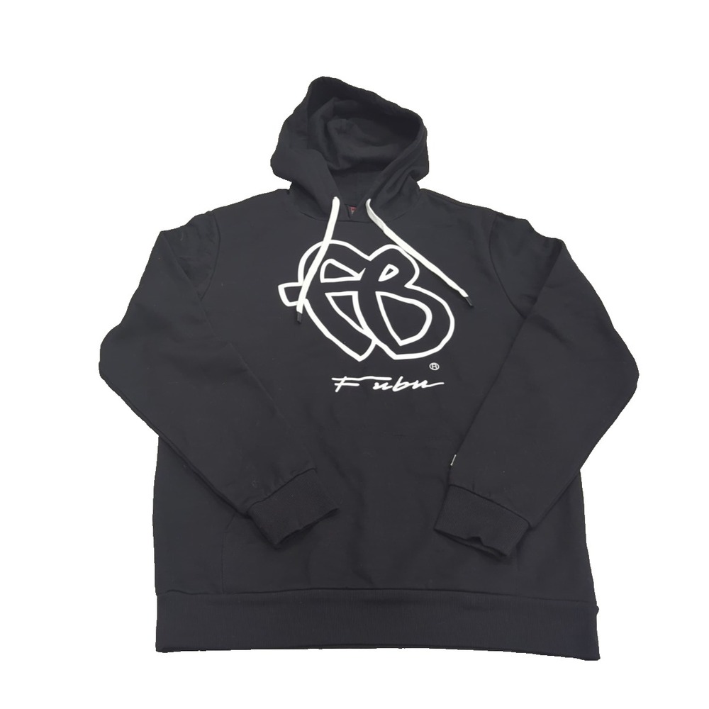 FUBU Hoodie Black Raised Logo Spell Out Hooded Sweatshirt Mens M Hip Hop Y2K